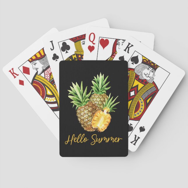 Hello Summer Pineapple Tropical Fruit Playing Cards (Back)