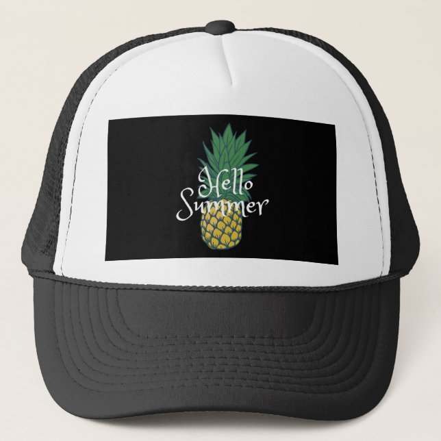 Hello Summer Pineapple Trucker Hat (Front)