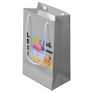 Hello Summer Pink Flamingo Design - Gift Bag - Sma