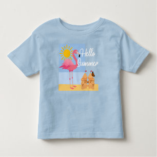 Hello Summer Pink Flamingo Design - Toddler Fine J Toddler T-Shirt