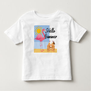 Hello Summer Pink Flamingo Design - Toddler Fine J Toddler T-Shirt