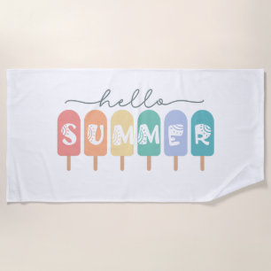 Hello Summer Popsicle Colourful Beach Towel