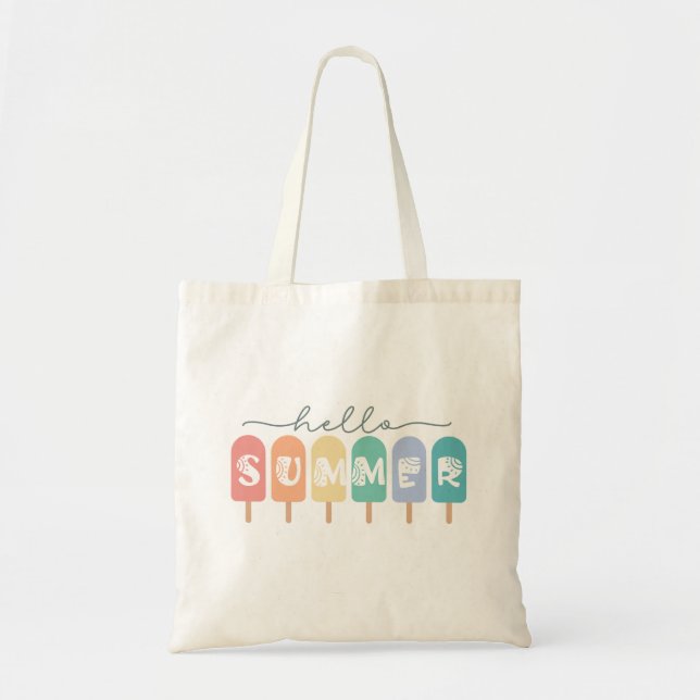 Hello Summer Popsicle Colourful Tote Bag (Front)