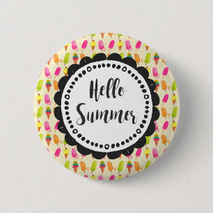 Hello Summer Popsicles and Ice Cream 6 Cm Round Badge