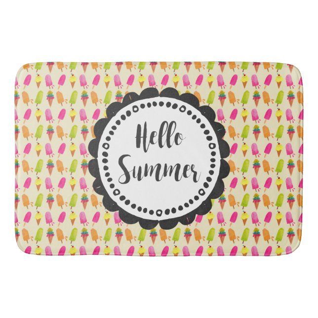 Hello Summer Popsicles and Ice Cream Bath Mat (Front)