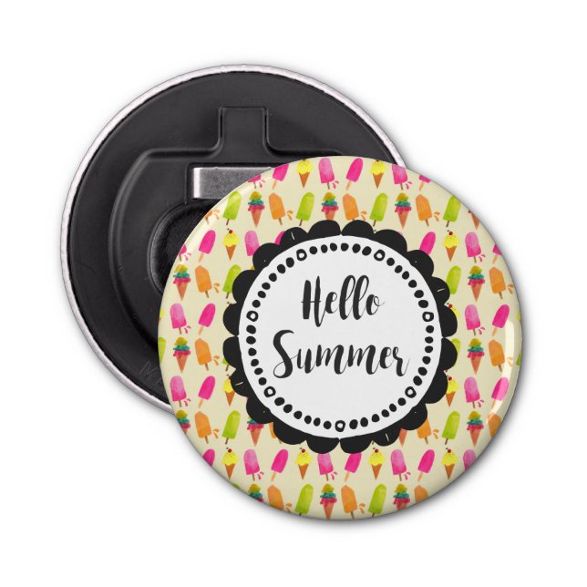 Hello Summer Popsicles and Ice Cream Bottle Opener (Front)
