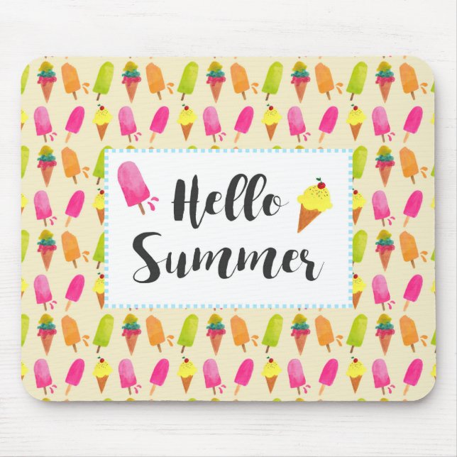 Hello Summer Popsicles and Ice Cream Mouse Pad (Front)