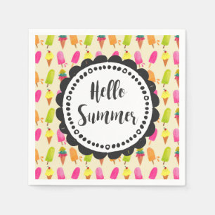 Hello Summer Popsicles and Ice Cream Napkin