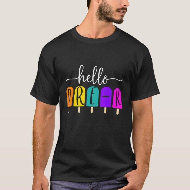 Hello Summer Pre K Teacher   Summer Ice Cream   T-Shirt (Front)