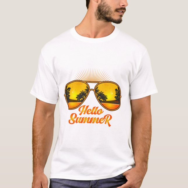Hello Summer Print Men's Cotton T-shirt (Front)