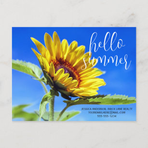 Hello Summer Promotional Business Sunflower Postcard