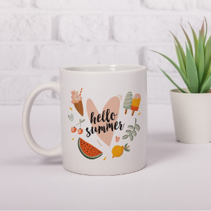 Hello Summer Quote Colourful Cute Coffee Mug