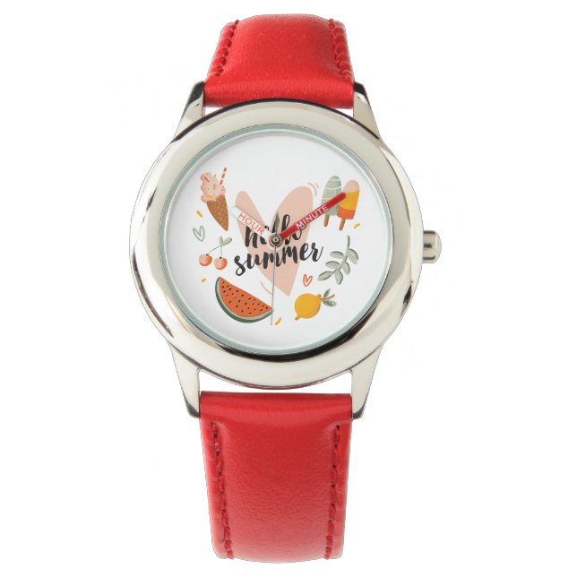 Hello Summer Quote Colourful Cute Graphic Girl Watch (Front)
