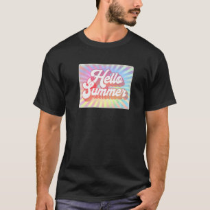 Hello Summer Rainbow Sunburst Grunge Weathered Ret T-Shirt