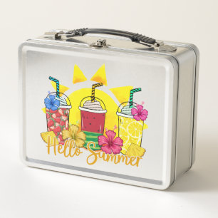 Hello Summer Refreshing Tropical Fruit Smoothie Metal Lunch Box