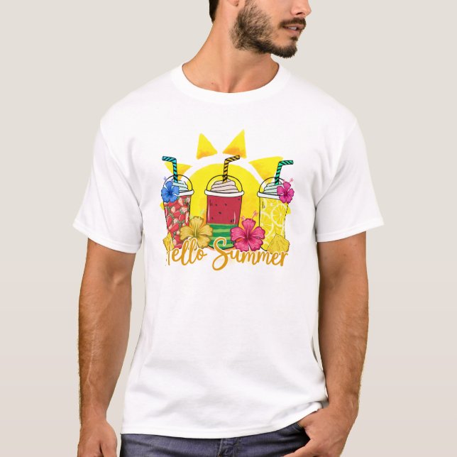 Hello Summer | Refreshing Tropical Fruit Smoothie T-Shirt (Front)