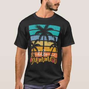 Hello Summer Retro Beach Vacation Last Day Of Scho T-Shirt