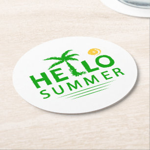 Hello Summer Round Paper Coaster