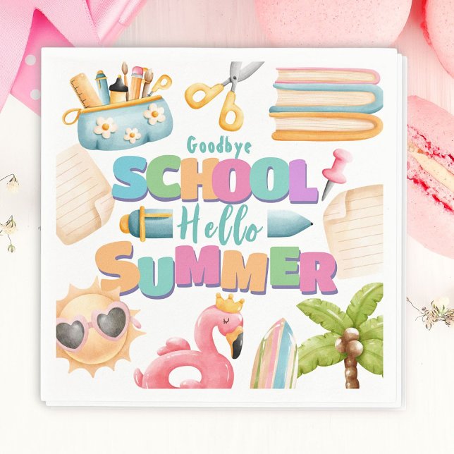Hello Summer! School's Out Summer Pool Paper Napkin (Creator Uploaded)