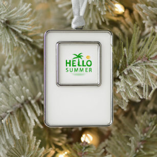 Hello Summer Silver Plated Framed Ornament