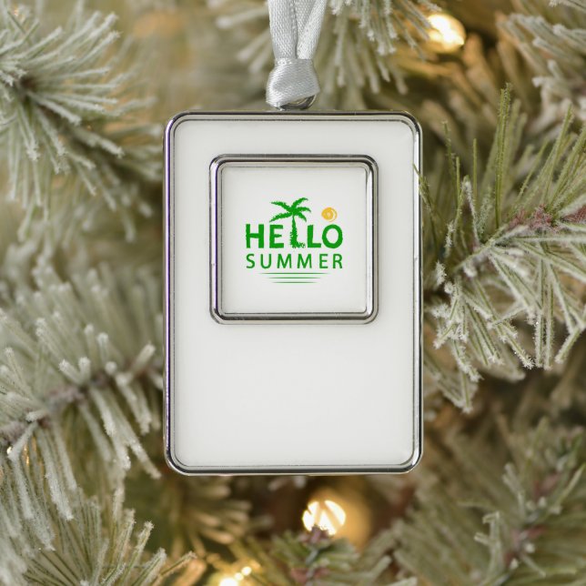 Hello Summer Silver Plated Framed Ornament (Tree)