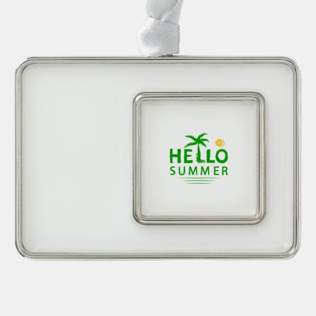 Hello Summer Silver Plated Framed Ornament (Front)