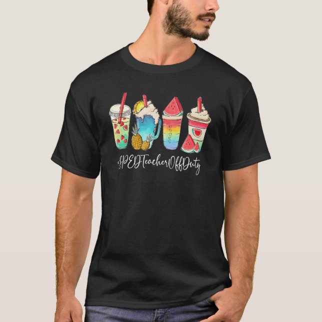 Hello Summer Sped Teacher Off Duty Coffee Summer B T-Shirt (Front)