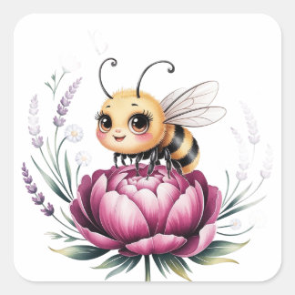 Hello summer square sticker