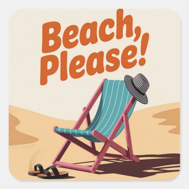 Hello Summer Square Sticker (Front)