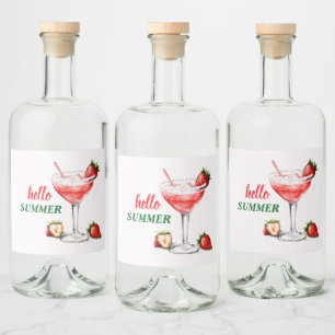 Hello Summer Strawberry Cocktail Liquor Label