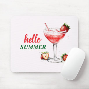 Hello Summer   Strawberry Cocktail Mouse Pad
