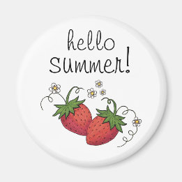 "Hello Summer" Strawberry magnet