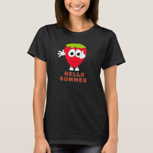 Hello Summer Summer Time Cute Strawberry With Sung T-Shirt