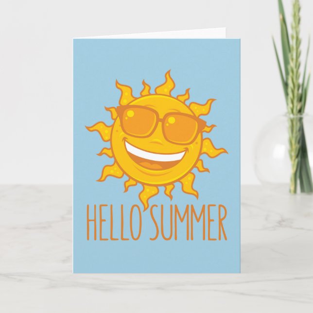 Hello Summer Sun With Sunglasses Card (Front)