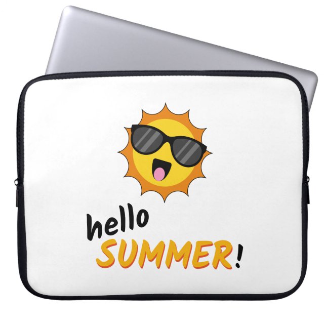 Hello Summer Sun with Sunglasses Laptop Sleeve (Front)