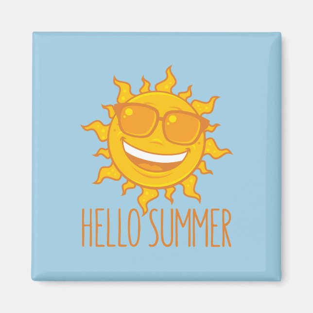 Hello Summer Sun With Sunglasses Magnet (Front)