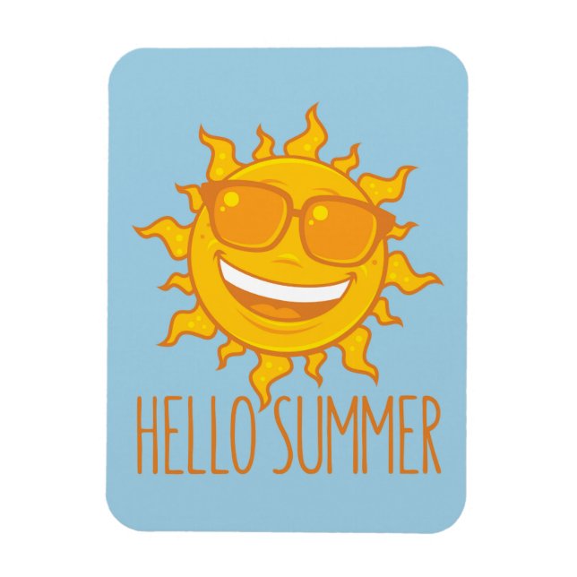 Hello Summer Sun With Sunglasses Magnet (Vertical)