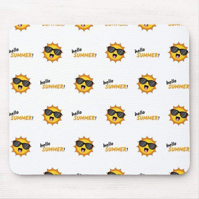 Hello Summer Sun with Sunglasses Mouse Pad (Front)