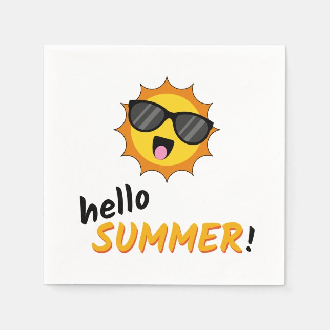 Hello Summer Sun with Sunglasses Napkin (Front)