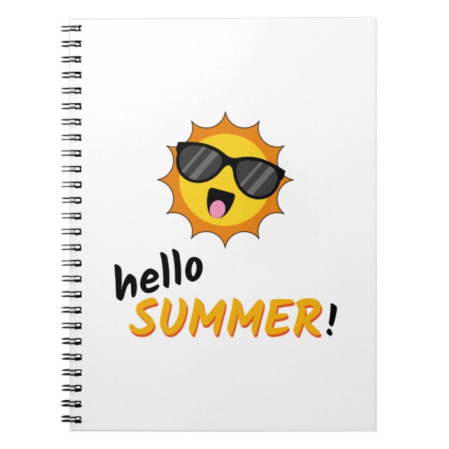 Hello Summer Sun with Sunglasses Notebook (Front)