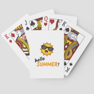 Hello Summer Sun with Sunglasses Playing Cards