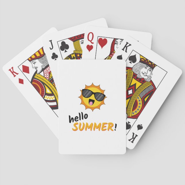 Hello Summer Sun with Sunglasses Playing Cards (Back)