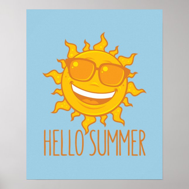 Hello Summer Sun With Sunglasses Poster (Front)