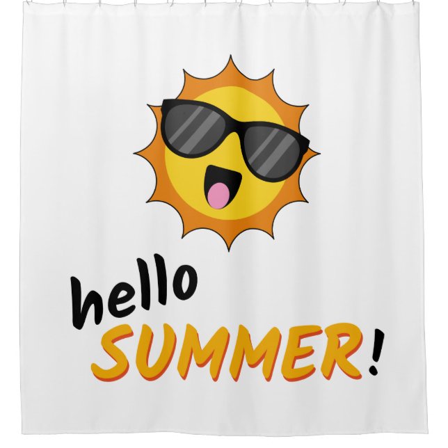 Hello Summer Sun with Sunglasses Shower Curtain (Front)