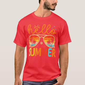 Hello Summer Sunglasses Boys Kids Summer Beach Vac T-Shirt