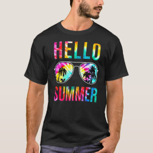 Hello Summer Sunglasses Tie Dye Beach Vacation Su T-Shirt