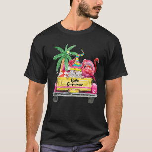 Hello Summer Sunshine Gnomes Flamingo Truck Vintag T-Shirt