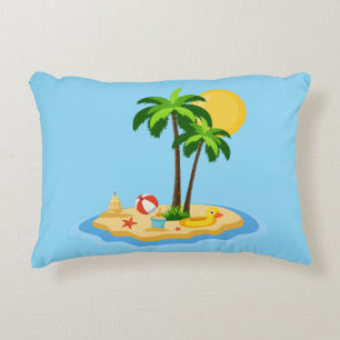 Hello Summer Sunshine Retro Circle Vintage Beach Decorative Cushion