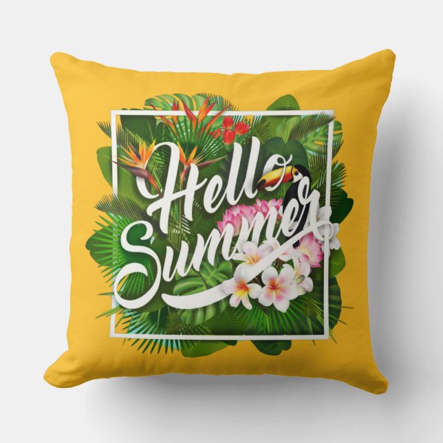 Hello Summer Throw Pillow (Front)
