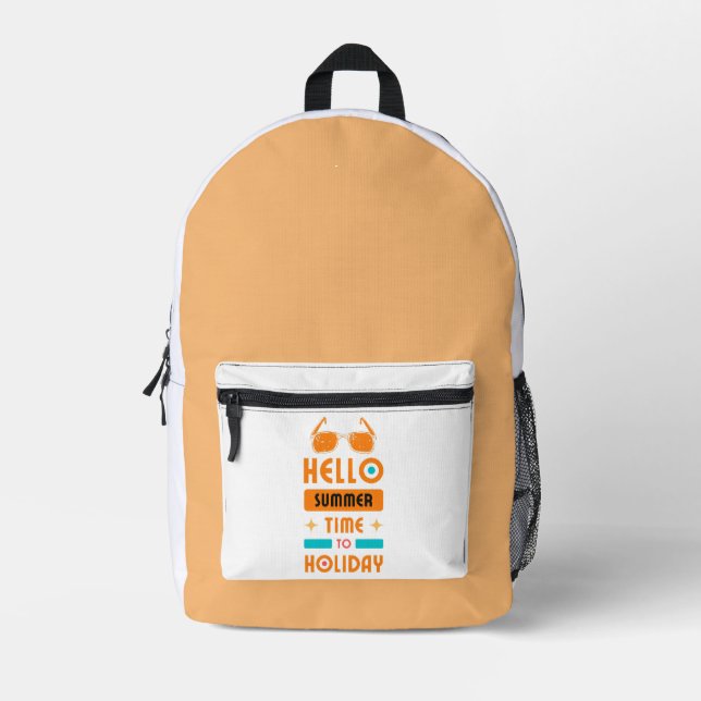 hello summer, time to holiday printed backpack (Front)